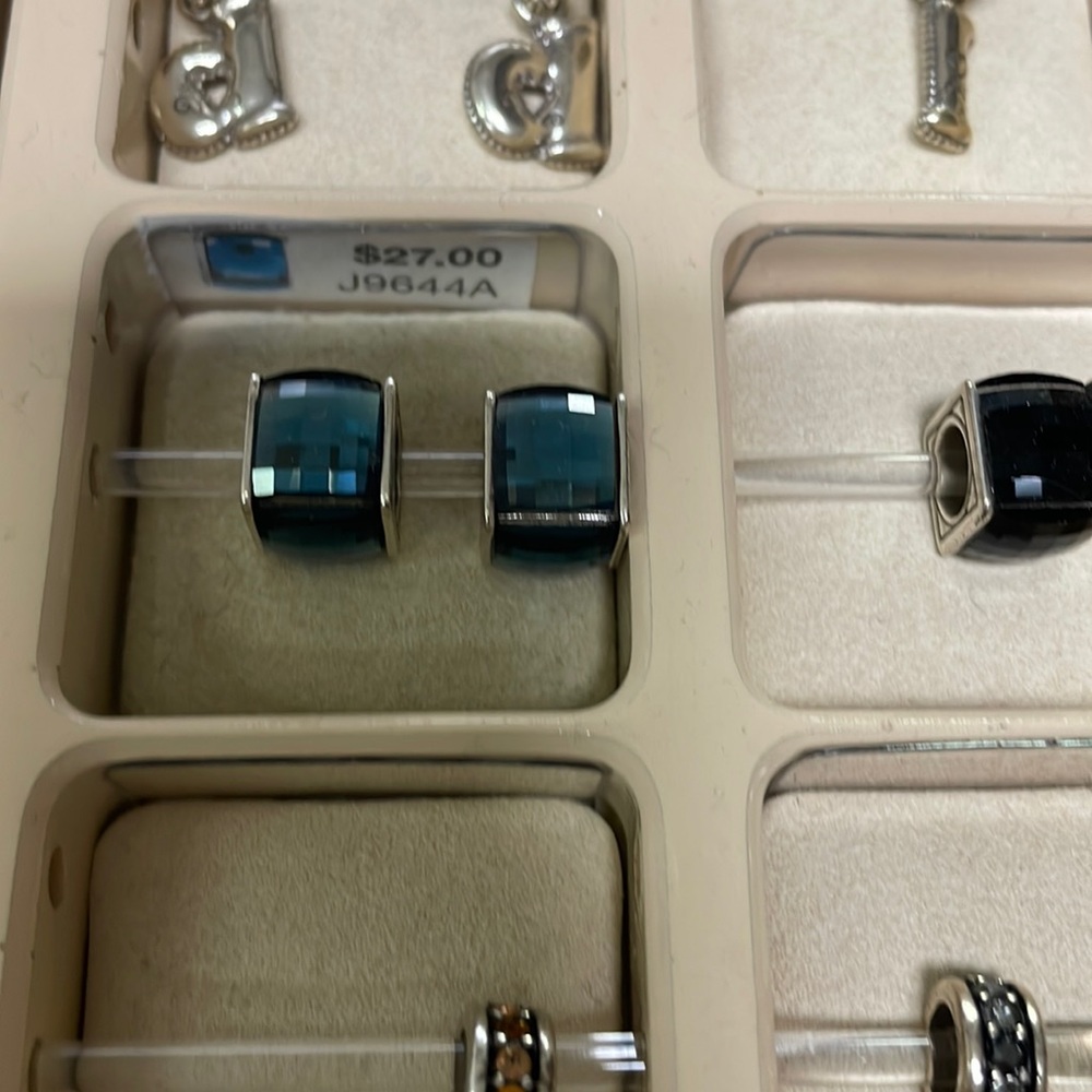 Brighton princess cut crystal ice bead charm - navy montana blue
